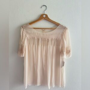 NWT Oscar de la Renta silk top FLAWED blush pink 8